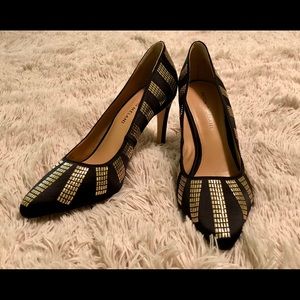 Antonio Melani Black Gold Studded Midi Pumps